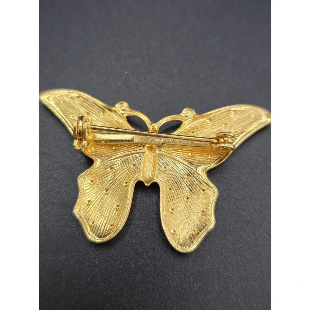 Vintage Gold Tone Butterfly Moth Brooch Pin